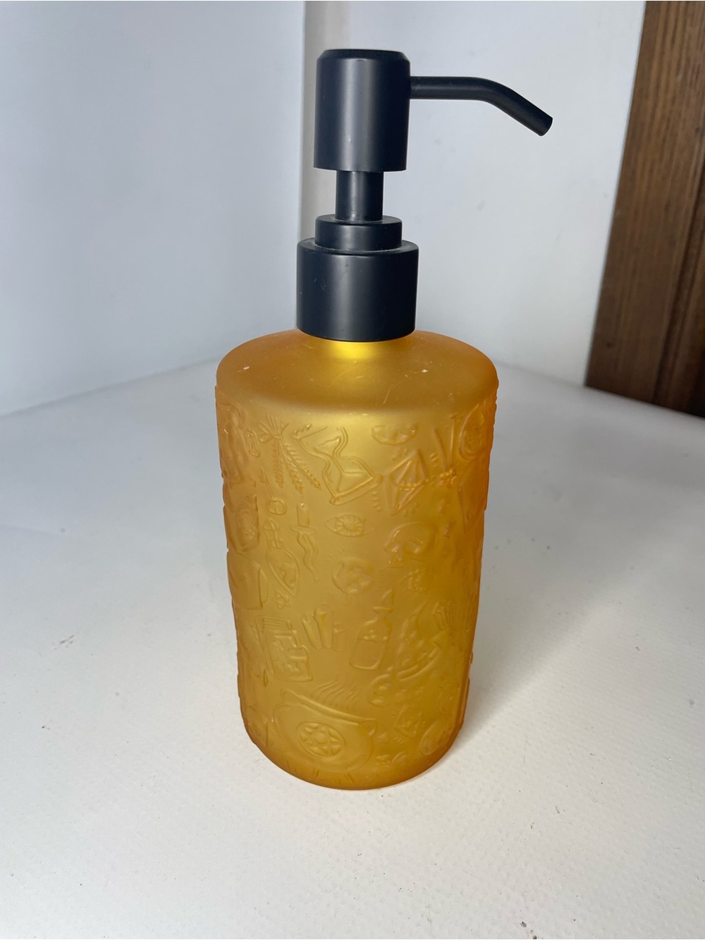 Amber Pump Dispenser Bottle for Kids Bath & Hair Care Spooky Theme Embossed